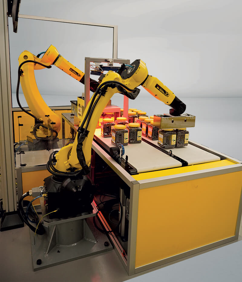 Fully automated robot arm packaging candy